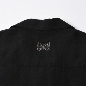 新品同様 NEEDLES ニードルズ TRACK OPEN COLLAR SHIRT-COTTON LINEN SX1595 Lサイズ ブラック ヌビアン20周年別注 中古 4a008740