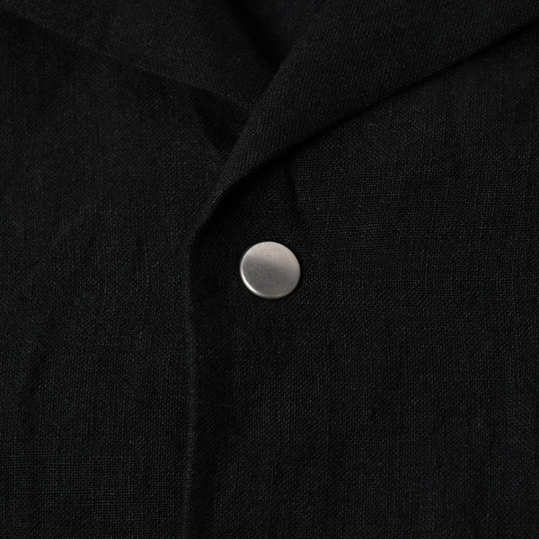 新品同様 NEEDLES ニードルズ TRACK OPEN COLLAR SHIRT-COTTON LINEN SX1595 Lサイズ ブラック ヌビアン20周年別注 中古 4a008740