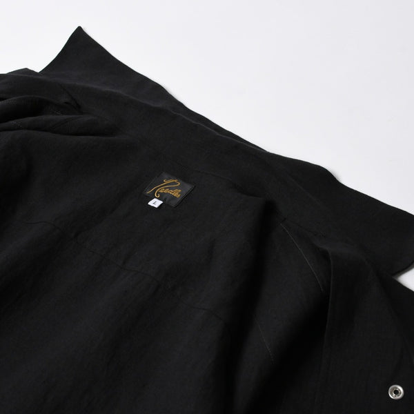 新品同様 NEEDLES ニードルズ TRACK OPEN COLLAR SHIRT-COTTON LINEN SX1595 Lサイズ ブラック ヌビアン20周年別注 中古 4a008740