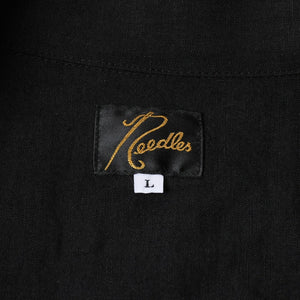 新品同様 NEEDLES ニードルズ TRACK OPEN COLLAR SHIRT-COTTON LINEN SX1595 Lサイズ ブラック ヌビアン20周年別注 中古 4a008740