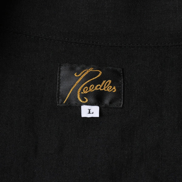 新品同様 NEEDLES ニードルズ TRACK OPEN COLLAR SHIRT-COTTON LINEN SX1595 Lサイズ ブラック ヌビアン20周年別注 中古 4a008740
