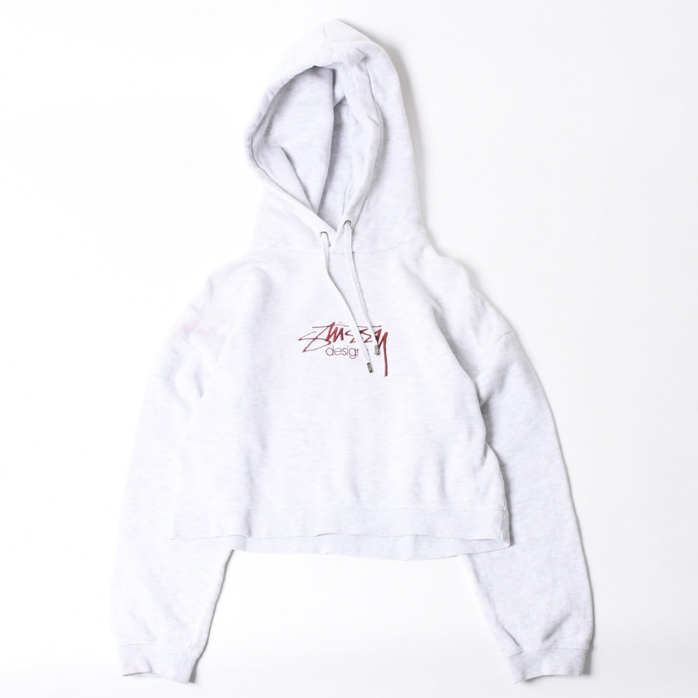 Stussy Women's Hoodie Hoodie Gray Red Burgundy Cropped Good Condition Used 4a008419