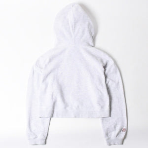 Stussy ステューシー レディース Hoodie フーディー パーカー グレー レッド バーガンディ クロップド 美品 中古 4a008419