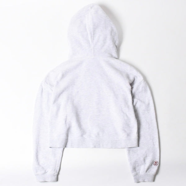 Stussy ステューシー レディース Hoodie フーディー パーカー グレー レッド バーガンディ クロップド 美品 中古 4a008419