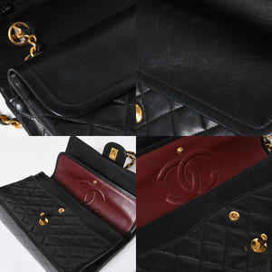CHANEL シャネル マトラッセ25 Wフラップ Wチェーンショルダーバッグ 3番台 ラムスキン ココマーク ブラック ゴールド金具 美品 中古 4a009110