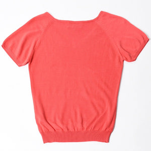 Brooks Brothers Women's Short Sleeve V-Neck Knit Sweater Salmon Pink Size M Good Condition Used 4a008565