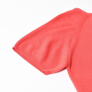 Brooks Brothers Women's Short Sleeve V-Neck Knit Sweater Salmon Pink Size M Good Condition Used 4a008565