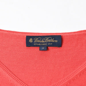 Brooks Brothers Women's Short Sleeve V-Neck Knit Sweater Salmon Pink Size M Good Condition Used 4a008565