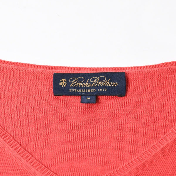 Brooks Brothers Women's Short Sleeve V-Neck Knit Sweater Salmon Pink Size M Good Condition Used 4a008565