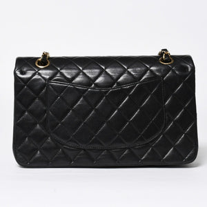 Very Good Condition CHANEL Chanel Matelasse 25 W Flap W Chain Shoulder Bag No. 7 Coco Mark Lambskin Black Gold Hardware Used 4a009108