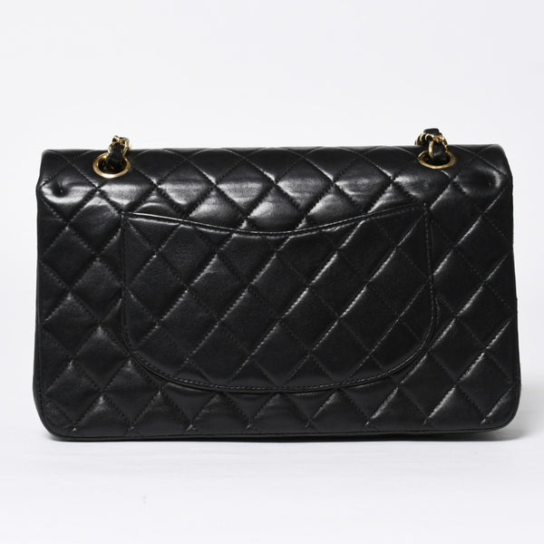 Very Good Condition CHANEL Chanel Matelasse 25 W Flap W Chain Shoulder Bag No. 7 Coco Mark Lambskin Black Gold Hardware Used 4a009108