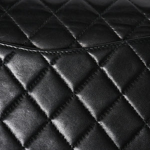 Very Good Condition CHANEL Chanel Matelasse 25 W Flap W Chain Shoulder Bag No. 7 Coco Mark Lambskin Black Gold Hardware Used 4a009108