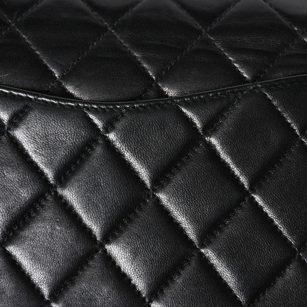 Very Good Condition CHANEL Chanel Matelasse 25 W Flap W Chain Shoulder Bag No. 7 Coco Mark Lambskin Black Gold Hardware Used 4a009108