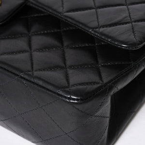 Very Good Condition CHANEL Chanel Matelasse 25 W Flap W Chain Shoulder Bag No. 7 Coco Mark Lambskin Black Gold Hardware Used 4a009108