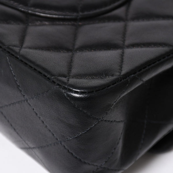 Very Good Condition CHANEL Chanel Matelasse 25 W Flap W Chain Shoulder Bag No. 7 Coco Mark Lambskin Black Gold Hardware Used 4a009108