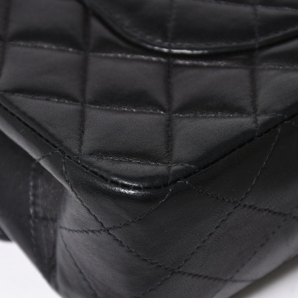 Very Good Condition CHANEL Chanel Matelasse 25 W Flap W Chain Shoulder Bag No. 7 Coco Mark Lambskin Black Gold Hardware Used 4a009108