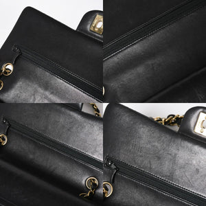 Very Good Condition CHANEL Chanel Matelasse 25 W Flap W Chain Shoulder Bag No. 7 Coco Mark Lambskin Black Gold Hardware Used 4a009108
