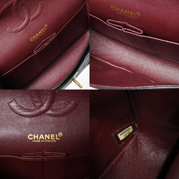 Very Good Condition CHANEL Chanel Matelasse 25 W Flap W Chain Shoulder Bag No. 7 Coco Mark Lambskin Black Gold Hardware Used 4a009108