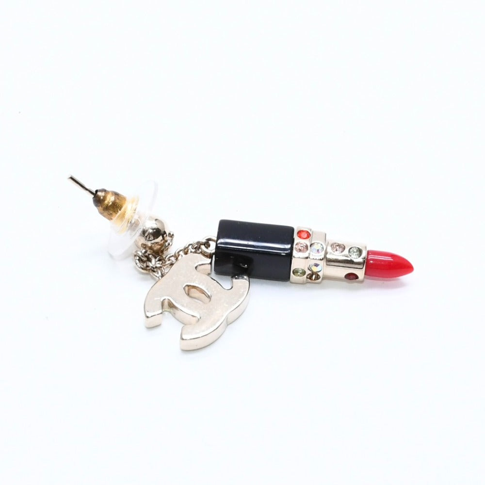 CHANEL Lipstick drop earrings Weight approx. 8.38g 04A stamp Coco mark Rhinestones for both ears Good condition Used 4a007072