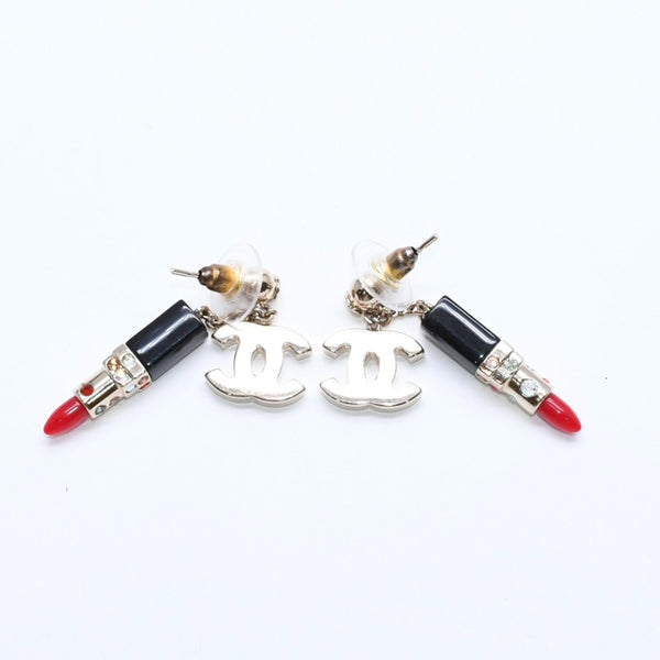 CHANEL シャネル リップスティック ドロップピアス 重量約8.38g 04A刻印 ココマーク ラインストーン 両耳用 美品 中古 4a007072