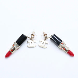 CHANEL Lipstick drop earrings Weight approx. 19.43g 04A stamp Coco mark Rhinestones for both ears Good condition Used 4a007067
