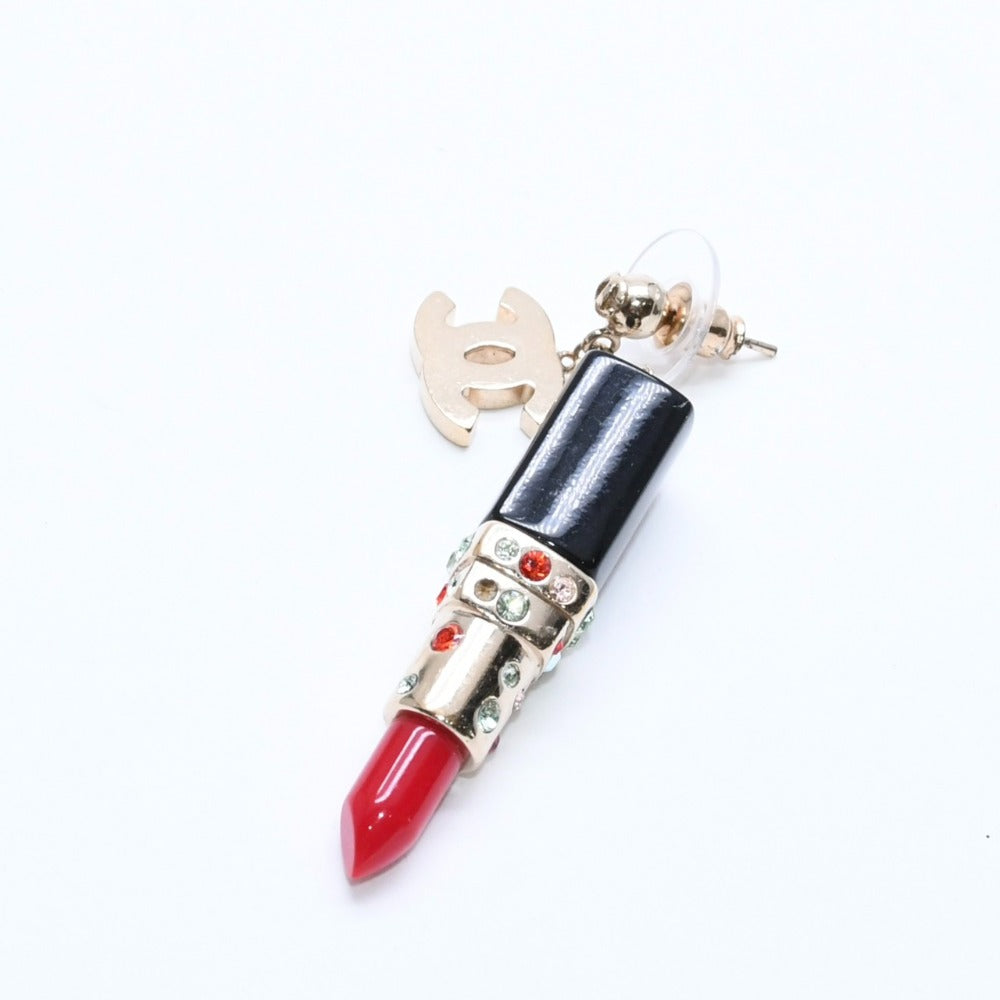 CHANEL Lipstick drop earrings Weight approx. 19.43g 04A stamp Coco mark Rhinestones for both ears Good condition Used 4a007067
