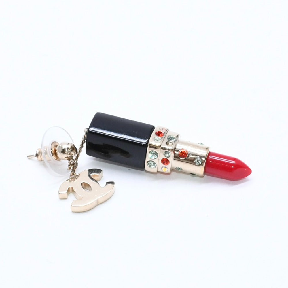 CHANEL Lipstick drop earrings Weight approx. 19.43g 04A stamp Coco mark Rhinestones for both ears Good condition Used 4a007067