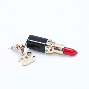CHANEL Lipstick drop earrings Weight approx. 19.43g 04A stamp Coco mark Rhinestones for both ears Good condition Used 4a007067