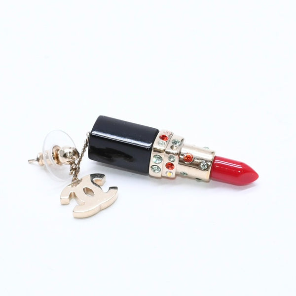 CHANEL Lipstick drop earrings Weight approx. 19.43g 04A stamp Coco mark Rhinestones for both ears Good condition Used 4a007067