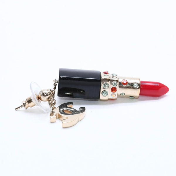 CHANEL Lipstick drop earrings Weight approx. 19.43g 04A stamp Coco mark Rhinestones for both ears Good condition Used 4a007067