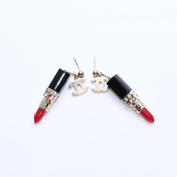 CHANEL Lipstick drop earrings Weight approx. 19.43g 04A stamp Coco mark Rhinestones for both ears Good condition Used 4a007067
