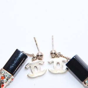 CHANEL Lipstick drop earrings Weight approx. 19.43g 04A stamp Coco mark Rhinestones for both ears Good condition Used 4a007067