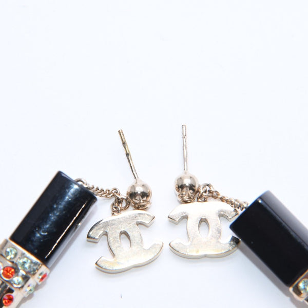 CHANEL Lipstick drop earrings Weight approx. 19.43g 04A stamp Coco mark Rhinestones for both ears Good condition Used 4a007067