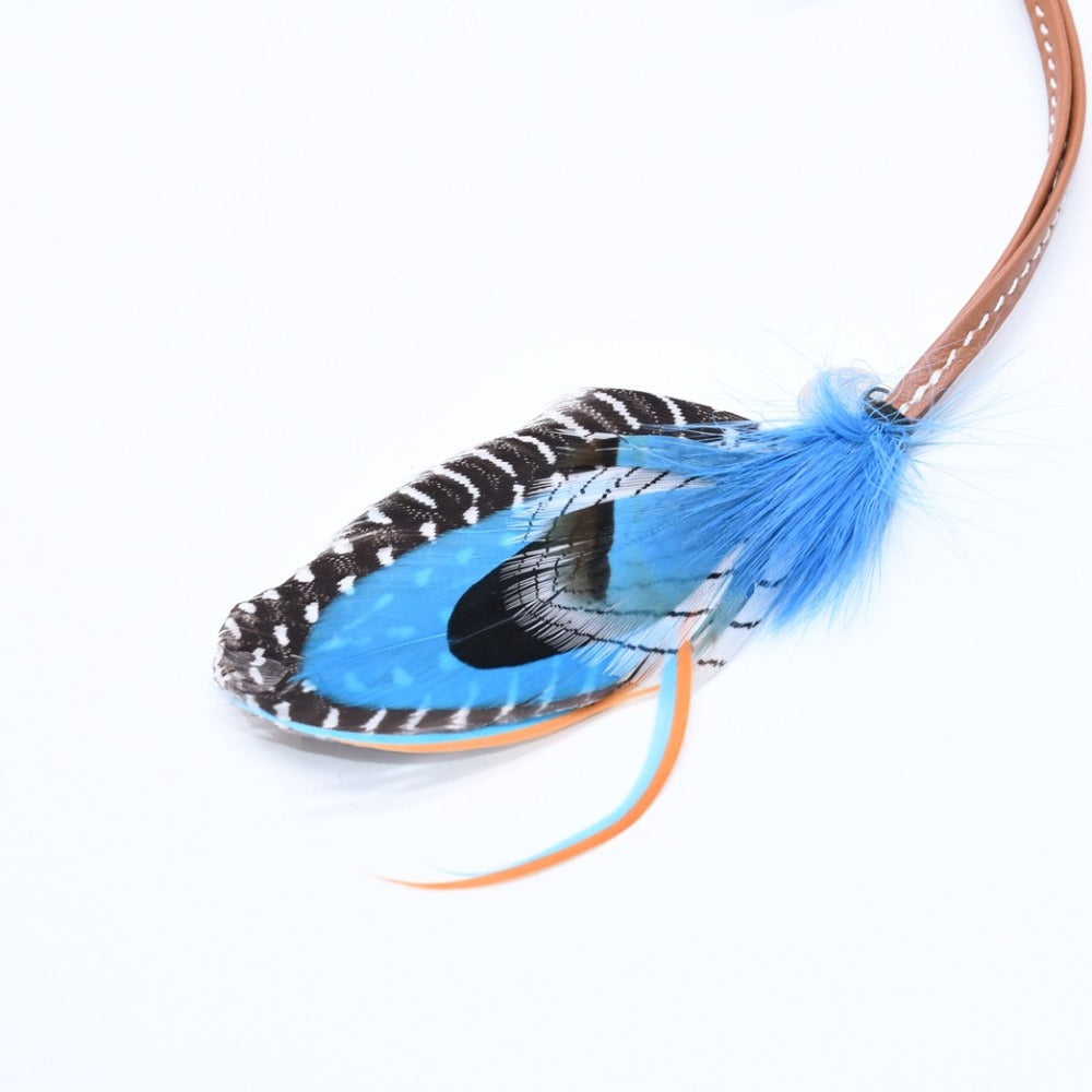 Like new HERMES Feather bag charm with serie button "Griguri Mouche Plume" Blue Feather X Swift Used 4a008894