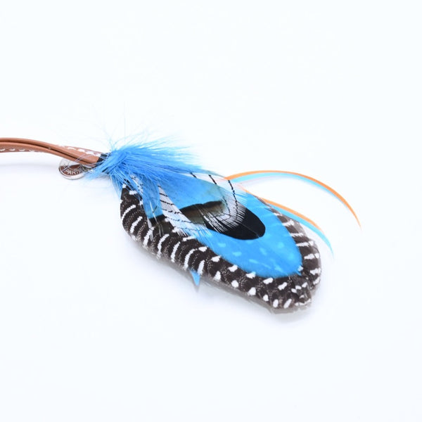 Like new HERMES Feather bag charm with serie button "Griguri Mouche Plume" Blue Feather X Swift Used 4a008894
