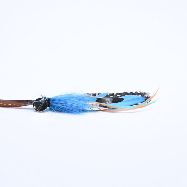 Like new HERMES Feather bag charm with serie button "Griguri Mouche Plume" Blue Feather X Swift Used 4a008894