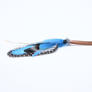 Like new HERMES Feather bag charm with serie button "Griguri Mouche Plume" Blue Feather X Swift Used 4a008894