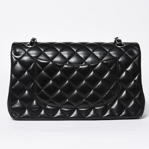 Very Good Condition CHANEL Chanel Matelasse 25 W Flap W Chain Shoulder Bag 24th Series Coco Mark Lambskin Black Silver Hardware Used 4a009111