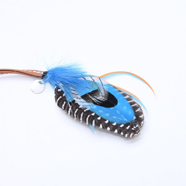 Like new HERMES Feather bag charm with serie button "Griguri Mouche Plume" Blue Feather X Swift Used 4a008894