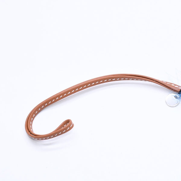 Like new HERMES Feather bag charm with serie button "Griguri Mouche Plume" Blue Feather X Swift Used 4a008894