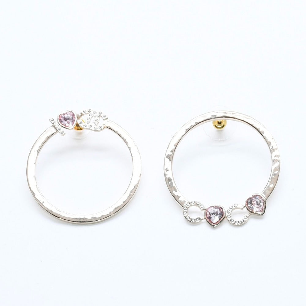 CHANEL Cocomark earrings Weight approx. 12.90g B20B engraved GP metal rhinestones for both ears Good condition Used 4a007073