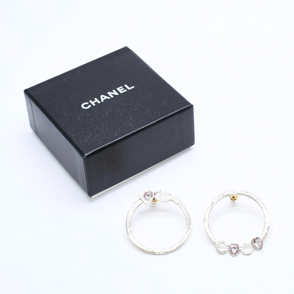 CHANEL Cocomark earrings Weight approx. 12.90g B20B engraved GP metal rhinestones for both ears Good condition Used 4a007073