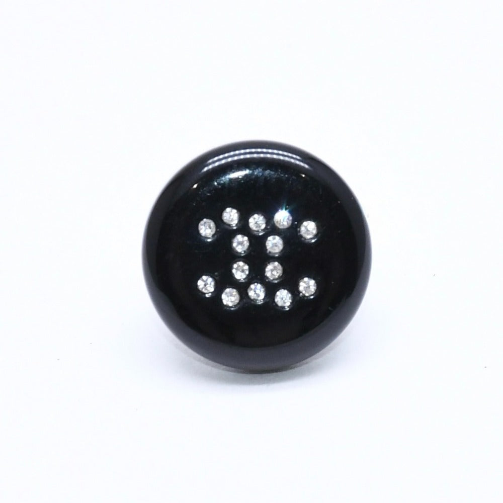 CHANEL Coco Mark Stud Earrings Weight Approx. 0.88g 05V Engraved Black Rhinestone Plastic One Ear Good Condition Used 4a007079