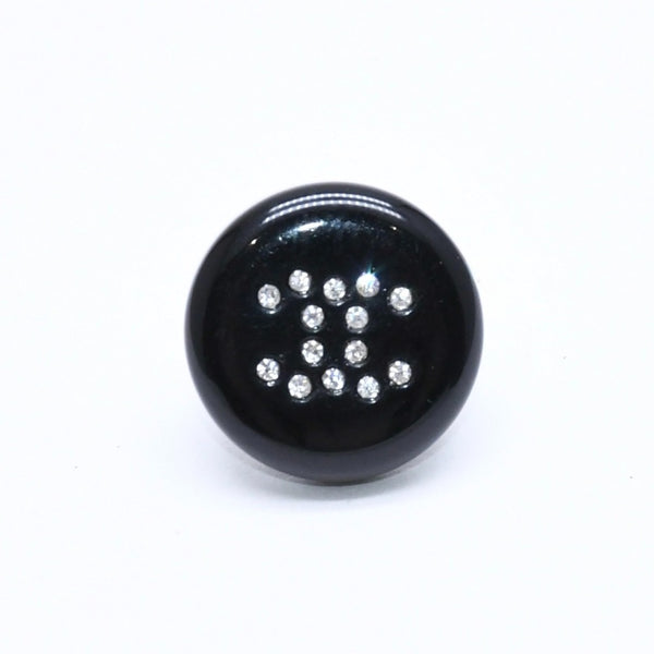 CHANEL Coco Mark Stud Earrings Weight Approx. 0.88g 05V Engraved Black Rhinestone Plastic One Ear Good Condition Used 4a007079
