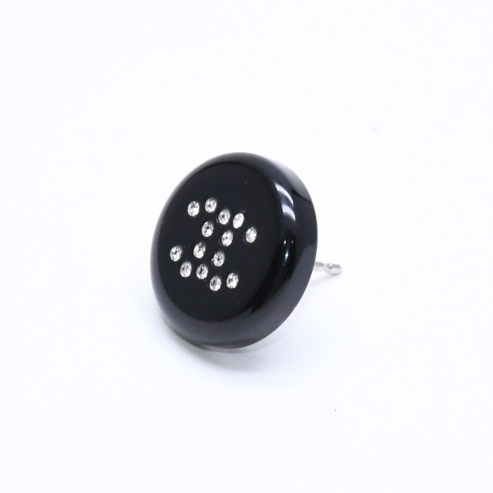 CHANEL Coco Mark Stud Earrings Weight Approx. 0.88g 05V Engraved Black Rhinestone Plastic One Ear Good Condition Used 4a007079