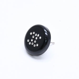 CHANEL Coco Mark Stud Earrings Weight Approx. 0.88g 05V Engraved Black Rhinestone Plastic One Ear Good Condition Used 4a007079