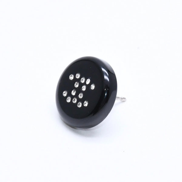 CHANEL Coco Mark Stud Earrings Weight Approx. 0.88g 05V Engraved Black Rhinestone Plastic One Ear Good Condition Used 4a007079