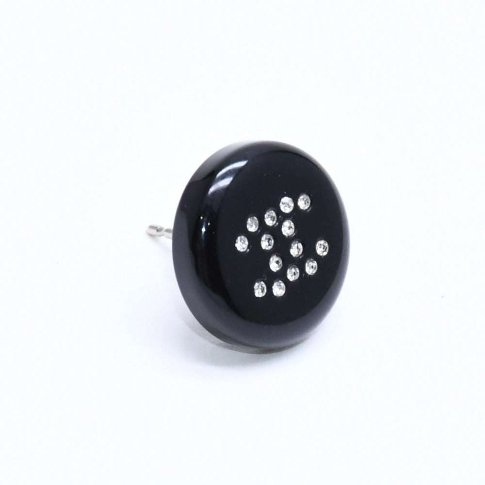 CHANEL Coco Mark Stud Earrings Weight Approx. 0.88g 05V Engraved Black Rhinestone Plastic One Ear Good Condition Used 4a007079