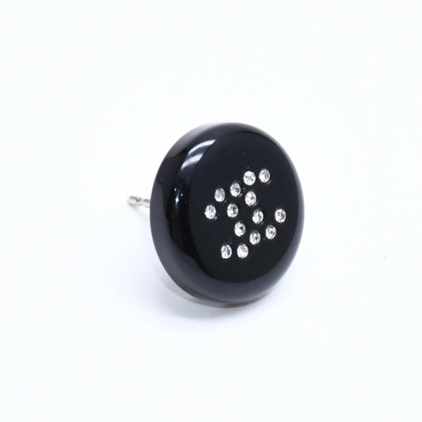CHANEL Coco Mark Stud Earrings Weight Approx. 0.88g 05V Engraved Black Rhinestone Plastic One Ear Good Condition Used 4a007079