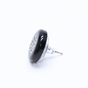 CHANEL Coco Mark Stud Earrings Weight Approx. 0.88g 05V Engraved Black Rhinestone Plastic One Ear Good Condition Used 4a007079